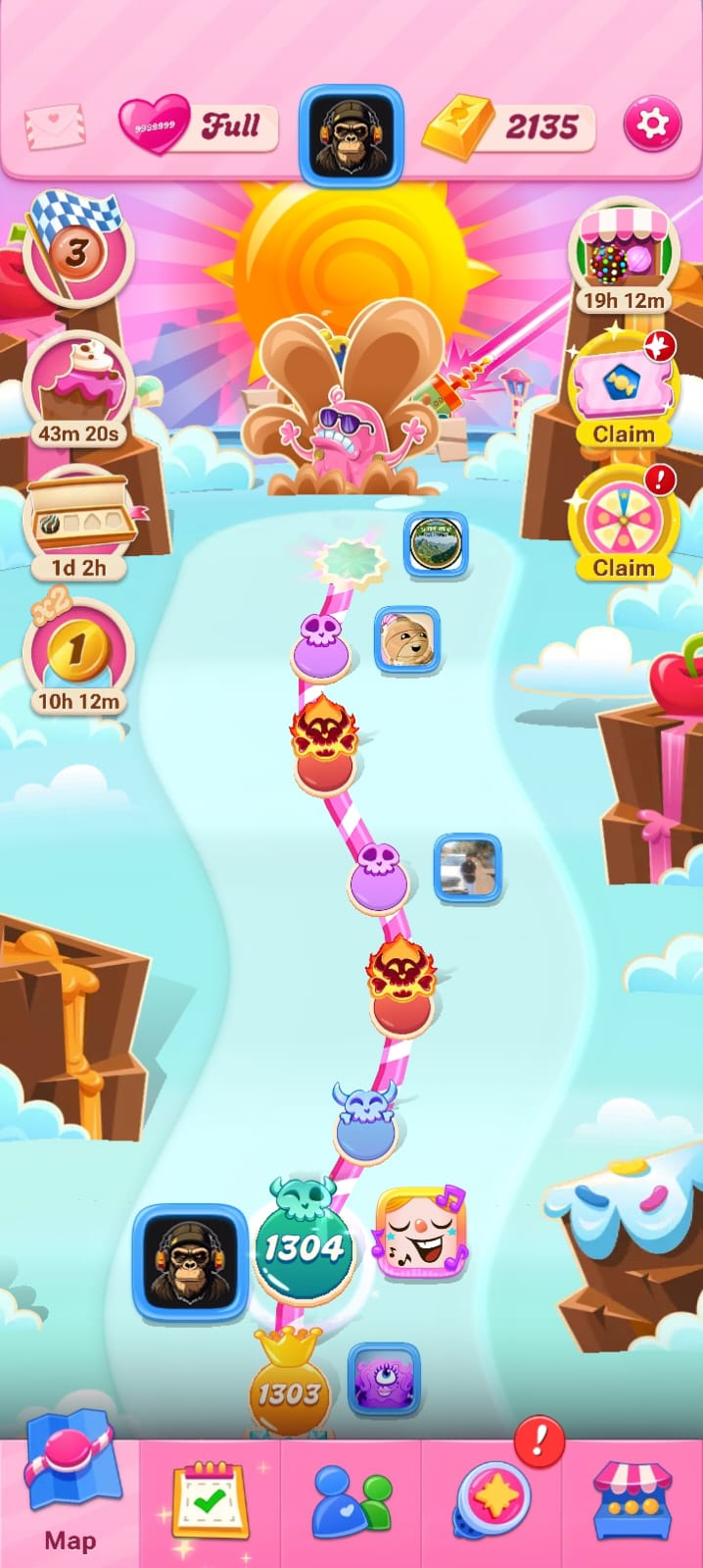 Candy Crush Saga all levels unlocked map screen