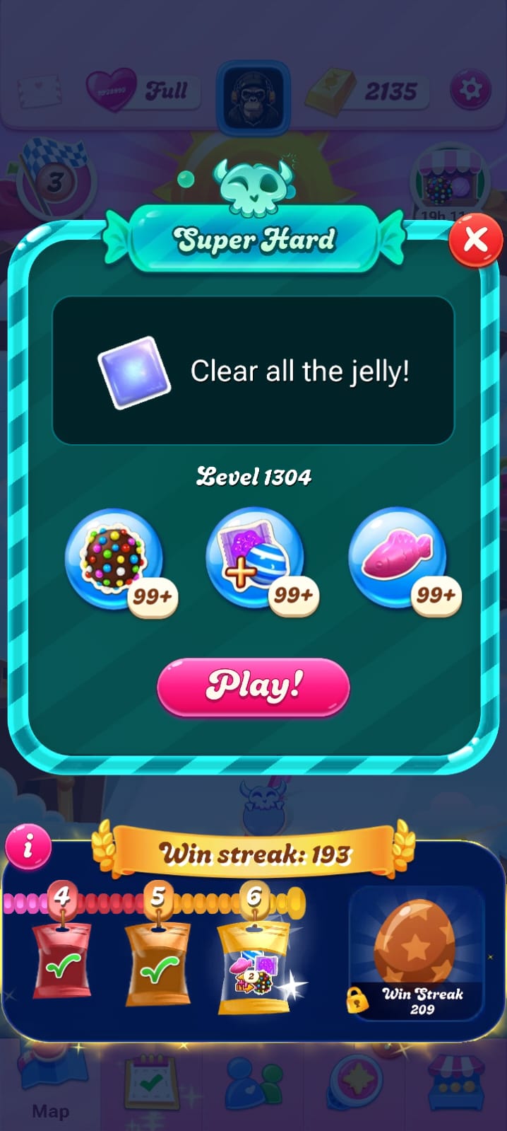 Candy Crush Saga mod APK infinite boosters screen